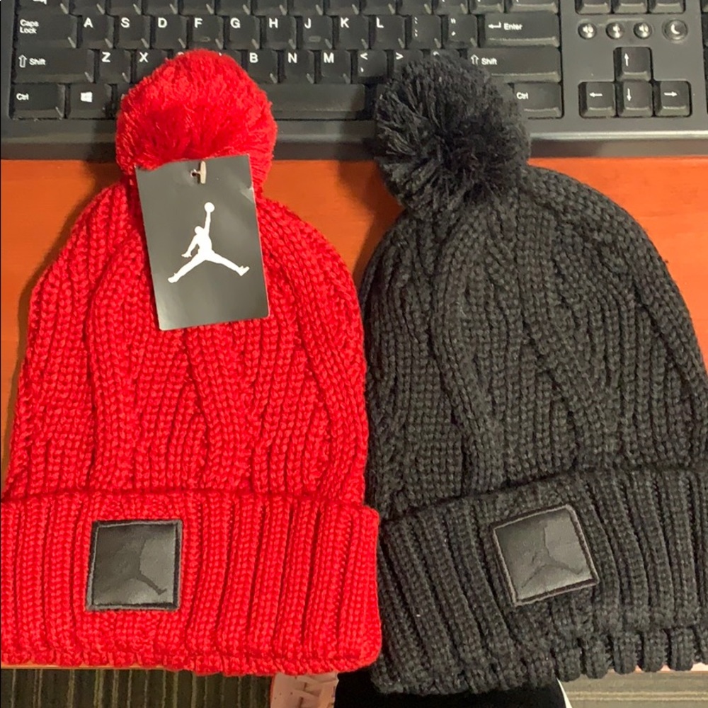 Jordan Beanies with Pom Poms NWT